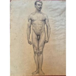 Drawing Of A Naked Man Around 1900