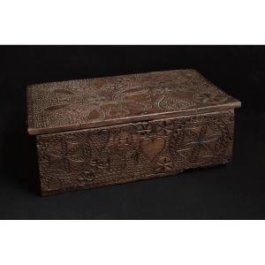 Carved Lacemaker's Box, Auvergne Folk Art