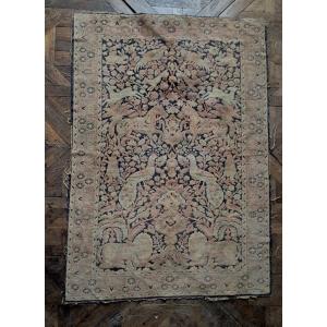 Qajar Prayer Rug With Animal Designs
