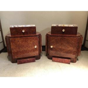 Pair Of Art Deco Bedside Tables