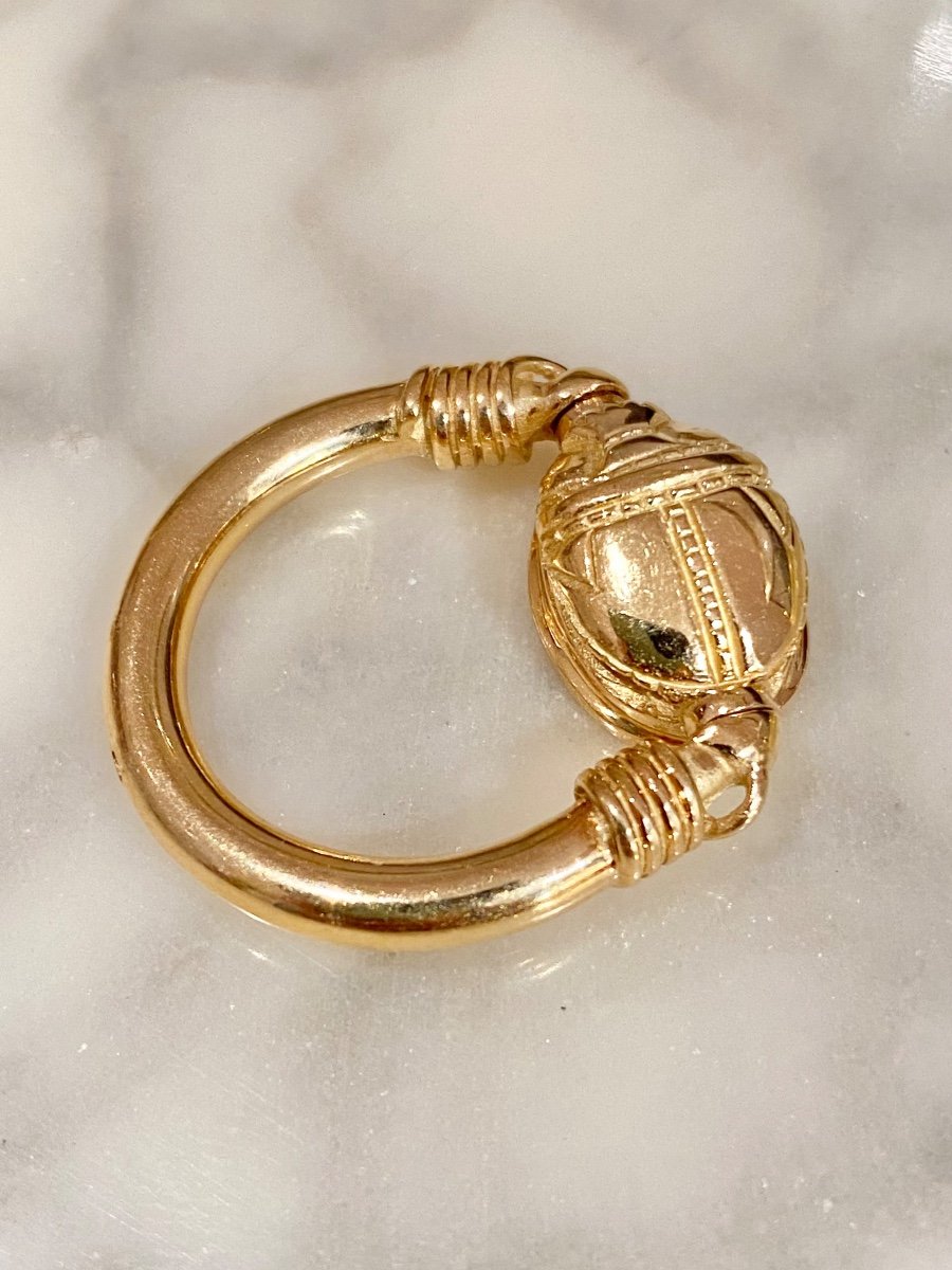 Proantic Arthusbertrand Swivel Egyptian Stamp Ring In 18k Gold