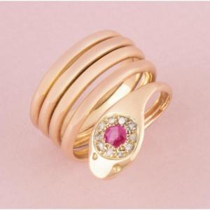 Antique 18k Rose Gold Snake-shaped Ring