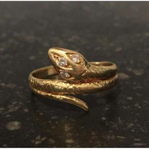 Vintage 18k Yellow Gold Snake-shaped Ring