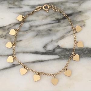 18k Yellow Gold Heart Bracelet 