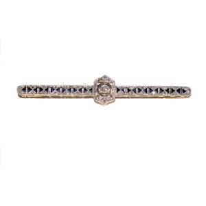 Art Deco Diamonds And Sapphires Bar Brooch