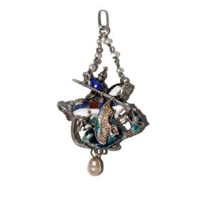 Pendant Saint George Slaying The Dragon In Enamelled Silver