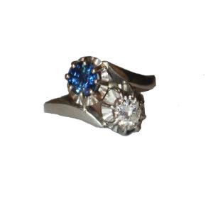 Duo Ring You And Me White Gold Sapphire Diamond