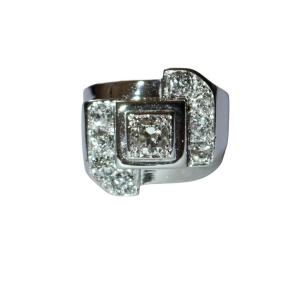 Art Deco Signet Ring Gold Platinum Diamonds