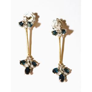 Pair Of 2-tone Gold Sapphire And Brilliant-cut Earrings