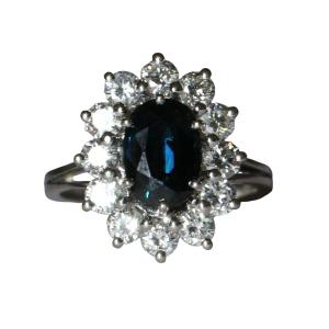 Sapphire Diamond Daisy Ring In White Gold