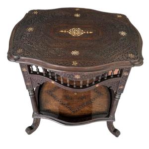 Syrian Table Carved And Inlaid With Mother-of-pearl