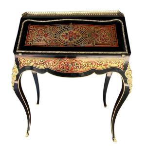 Sloping Desk With Flap In Ball Marquetry By Tahan, Cabinetmaker Of The Emperor