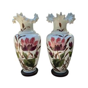 Pair Of Opaline Vases 