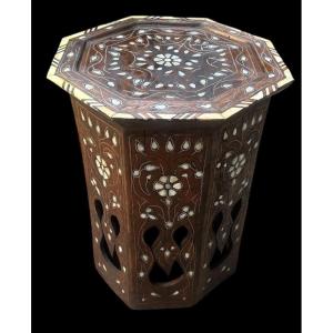 Syrian Pedestal Table Inlaid With Mother-of-pearl, Late 19th Century 