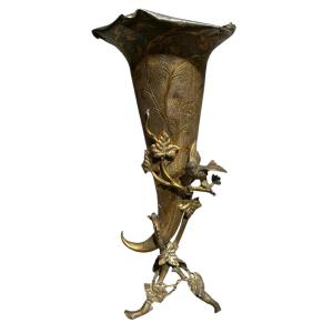 Gilded Planter With Bird Decoration, 1930s 