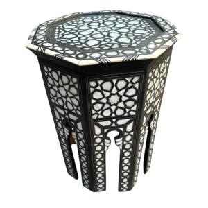 Syrian Pedestal Table Inlaid With Mother-of-pearl, Late 19th Century 