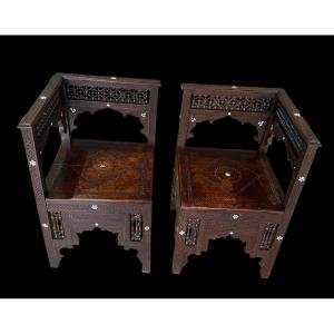 Pair Of Syrian Corner Armchairs, Early 20th Century 