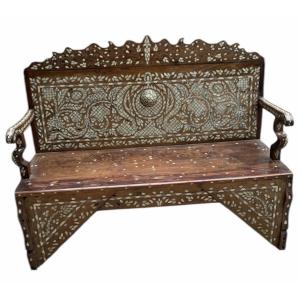 Syrian Bench Inlaid With Mother-of-pearl .