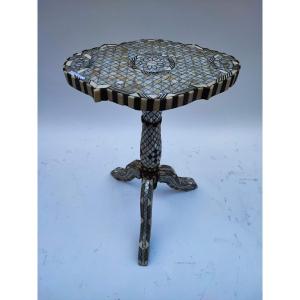 Tripod Central Pedestal Table Inlaid With Mother-of-pearl