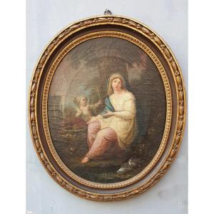 Hst Virgin Before The Instruments Of The Passion, Framed, Eighteenth Century