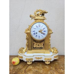 Clock In Gilt Bronze And Marble, Charpentier, Napoleon III, 19th Century