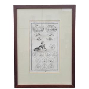 Framed Engraving, Nereid Tritons And Sea Horses, 17th/18th Century