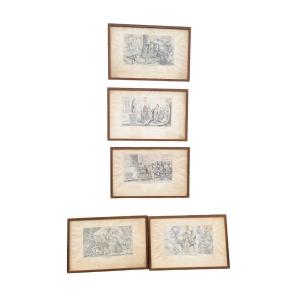 Aeneid After Mitelli And Caracci, Framed Engravings, 18th Century