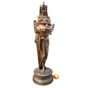 Egyptian Woman With Urn, Orientalist Spelter, Signed, Late 19th Century