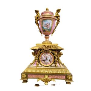 Porcelain And Gilt Bronze Clock, Napoleon III, 19th Century