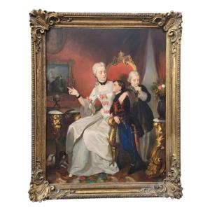 Painting 252 X 200 Cm, C Hermelein, Portrait Of Princess Elisabeth Of Prussia And Her Sons