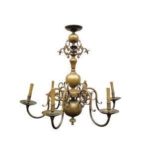 "dutch" Bronze Chandelier, H90cm, Early 20th Century