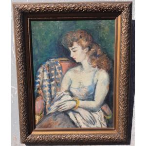 Portrait Of A Woman, 80x100cm, Oil On Panel, 20th Century