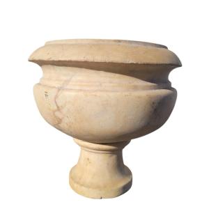 White Marble Pedestal Basin, H38cm, 19th Century