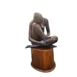 M Ventura, Nude Of A Woman, H104cm, Signed Bronze, Late 20th Century