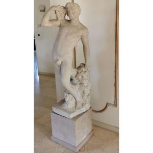André Deluol, H170cm, Standing Man, Stone Sculpture, 20th Century