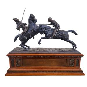 Model Of Nieuwerkerke, H54cm, Battle Of The Duke Of Clarence, Bronze, Late 19th Century