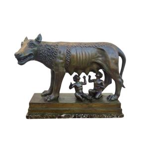 Roman She-wolf, Grand Tour, L53.5cm,  Antique Bronze, Late 19th Century