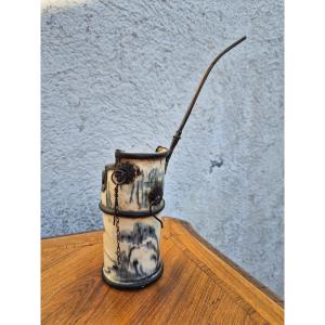 Hue Blue Porcelain Water/opium Pipe, Late 19th/early 20th Century