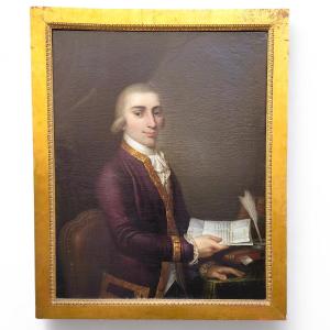 Framed Portrait Of A Gentleman With Letters, 114.5x94cm, 18th Century