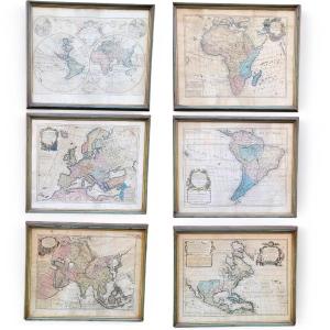 G De l'Isle- Ieremiah Wolff- 6 Engravings On The Continents, 18th Century