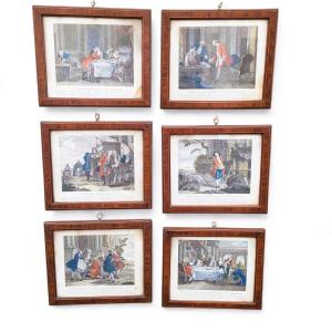 The Prodigal Son, A Series Of 6 Framed Engravings, 19th Century