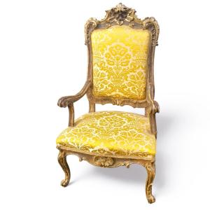 Gilded Wooden Throne In Mecca, H123cm, Italy, 18th Century