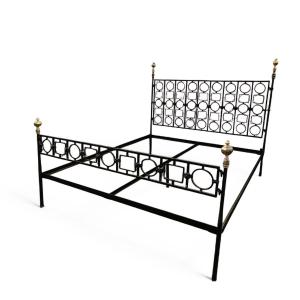 Wrought Iron Bed, 206cm Long, Mid-20th Century