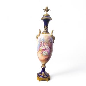 Large Vase H87cm, Porcelain And Bronze, 19th Century