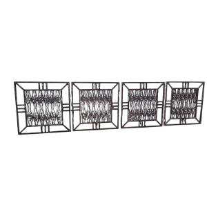 Suite Of 4 Wrought Iron Grills, Attributed To Edouard Schenck, Art Deco, 20th Century