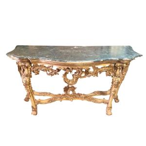 Large Console L178cm, Lacquered And Gilded Wood With Mecca, Early 18th Century