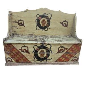 High-backed Green Lacquered Bench, Italy, Early 19th Century