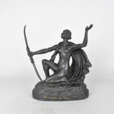 E l'Hoest, Archery, Orientalist Bronze Signed, XIXth Century