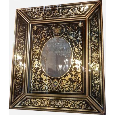 Eglomised Glass Frame, Signed Bucelli & Figlio Ferrara, Napoleon III