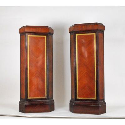 Pair Of Gaines In Corner, Mahogany And Bronze 20th